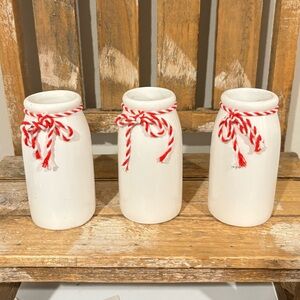 3 White Ceramic Decorative Milk Bottle